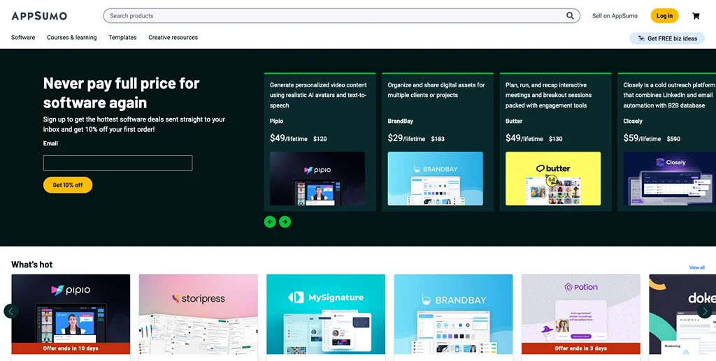 AppSumo allows you to pay for SaaS products once instead of subscribing to them.
