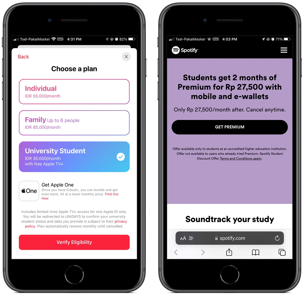Both Apple Music and Spotify offer student pricing, allowing you to save on your digital subscription.